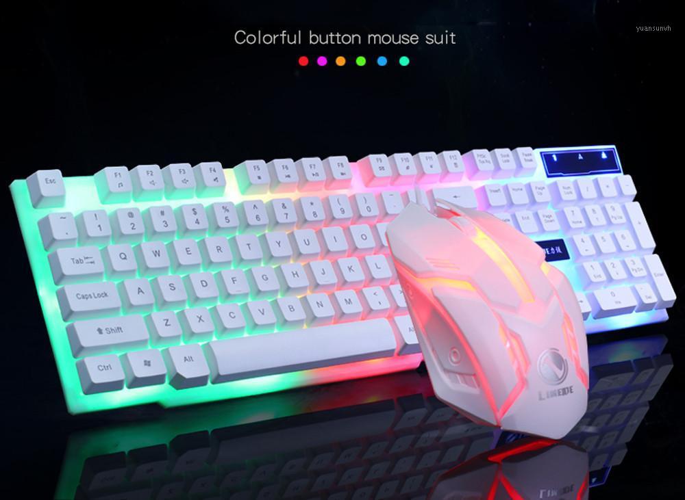 

Colorful LED Illuminated Backlit USB Wired PC Rainbow Gaming Keyboard Mouse Set 1600 DPI 104 keys ergonomic design 20201