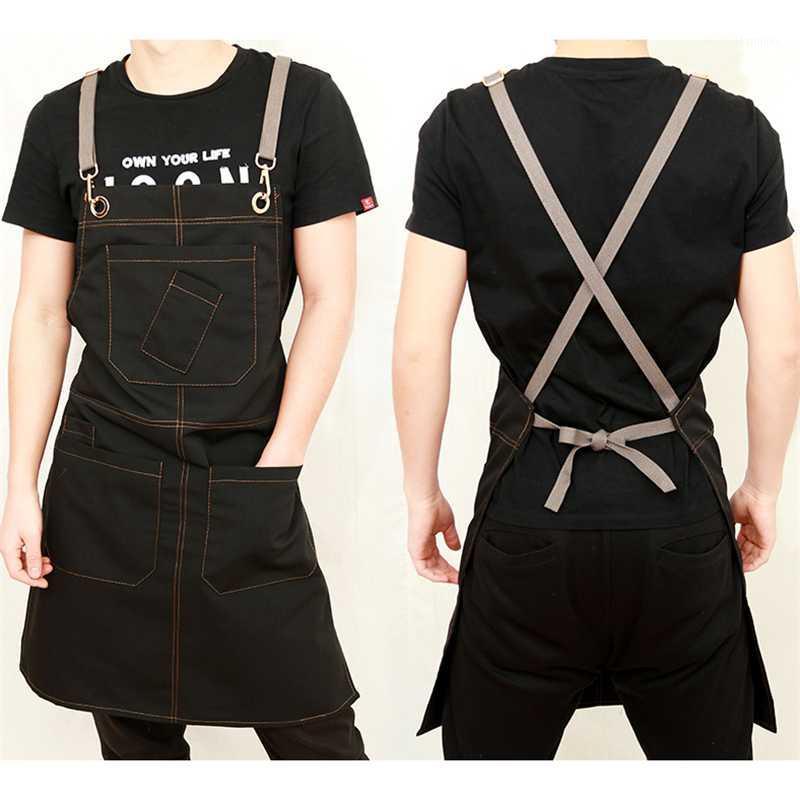 

2020 Canvas Aprons for Women Men BBQ Senior Chef Bib Home Kitchen Apron Barber Cleaning Cooking Restaurant Waitress Custom logo1