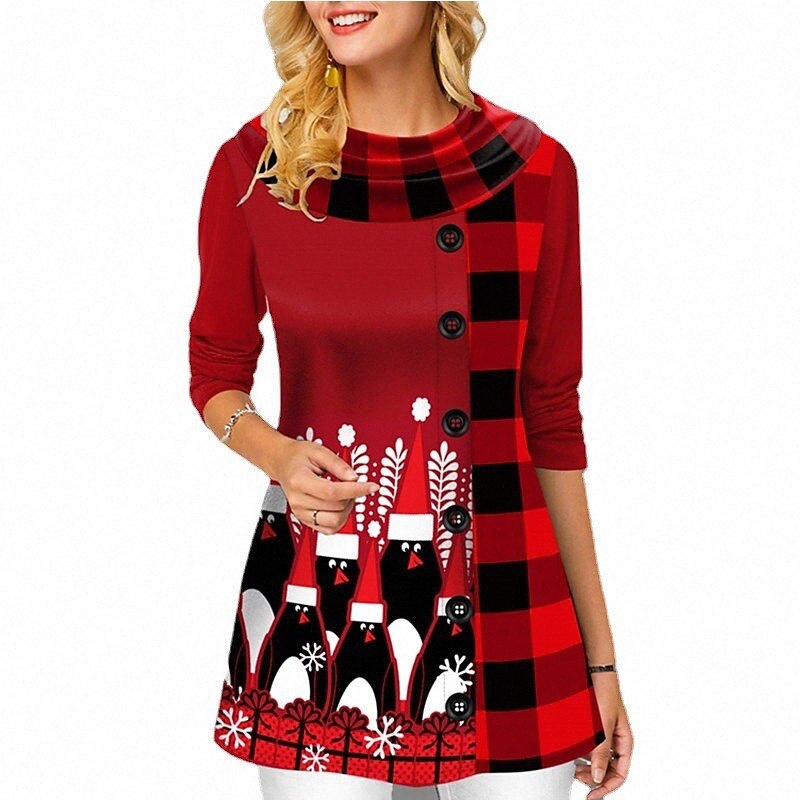 T-shirt géométrique de femme T-shirt Plaid graphique Couleur Bloc impression Rond Col de base Tops de base vert noir rouge / 3D Imprimer 85kl #