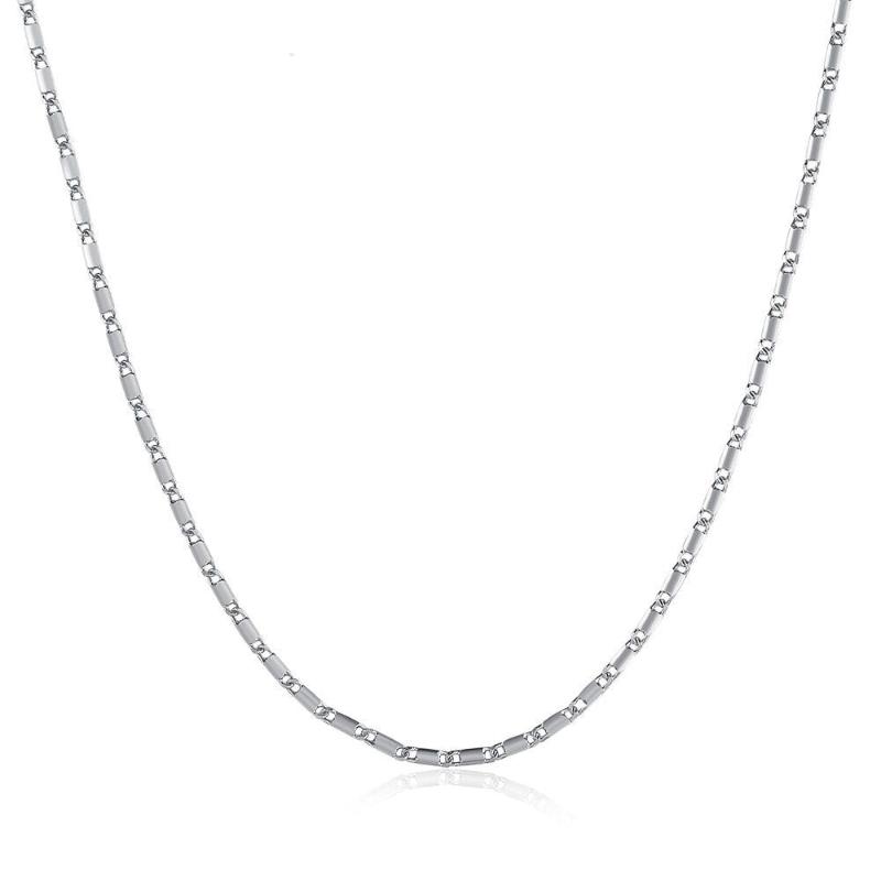 

MxGxFam ( 50 x 1.5 mm ) 20 inch Small White Chain Necklaces for Women Rhodium Gold Color Fashion Jewelry