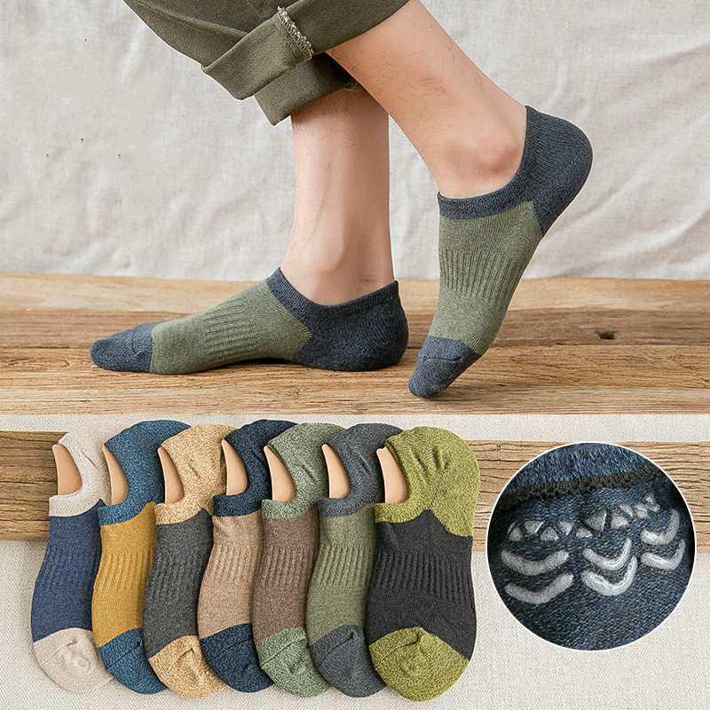 

Summer men's short tube color matching silicone non-slip stealth socks Casual cotton sweat-absorbent breathable men's socks1, Mix