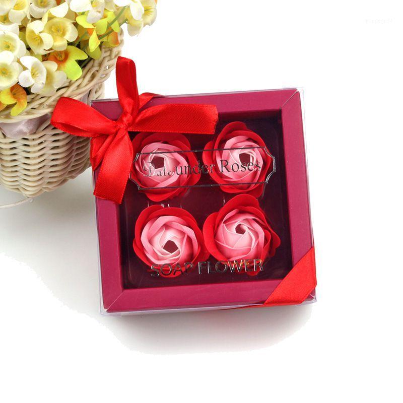 

4Pcs Scented Rose Flower Petal Bouquet Gift Box Bath Body Soap Gift Wedding Party Favor.1