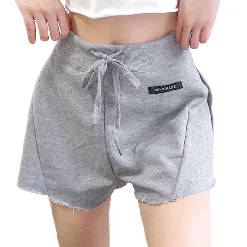 

Summer Ladies Casual Loose Shorts Beach Girl Solid Color High Waist Tied Wide Loose Casual Wild Shorts  Size1, Gray