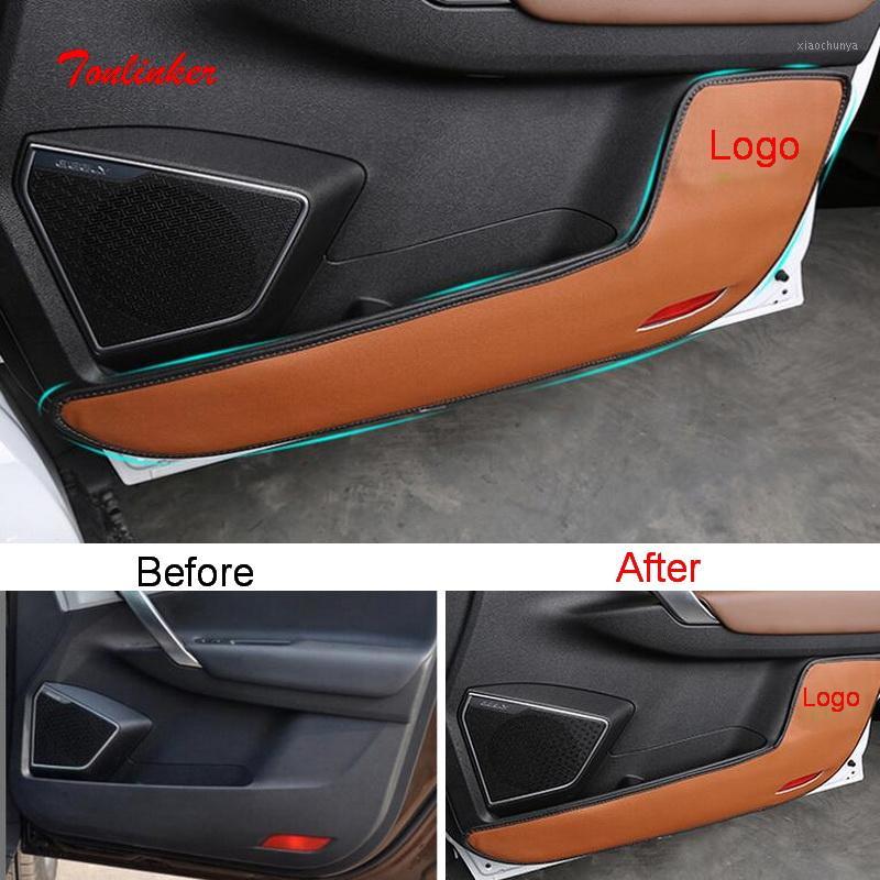 

Tonlinker Interior Car Door Anti-dirty Pad Cover stickers For Geely Atlas 2016-19 Car Styling 4 PCS PU Leather Covers sticker1