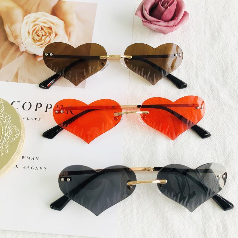 

Sunglasses HBK Heart Rimless Women Men Love Party Red Small Frameless Sun Glasses 2021 Metal Frame Christmas Sweet Shades Gift1