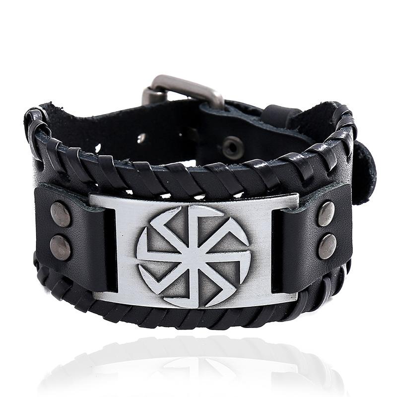 

Charms Hammered Pattern Wide Wrap Bangle Braided Genuine Leather Bracelet Jewelry Punk Men Jewelry Pulsera Hombre