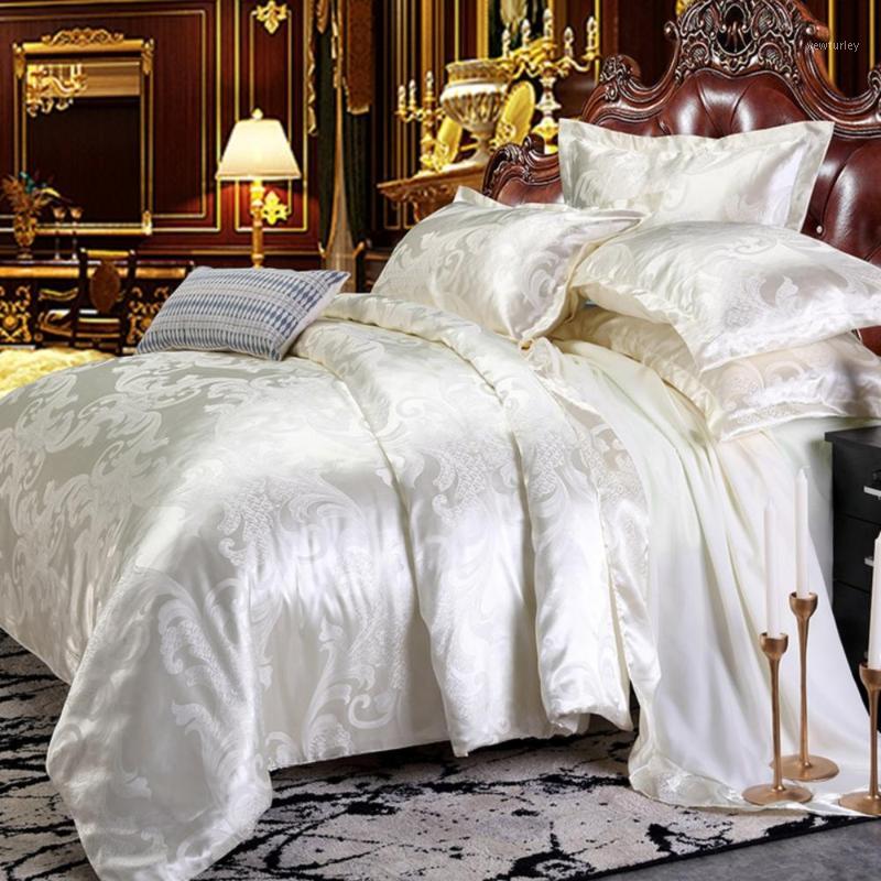 

20 Wedding Bedding Sets Jacquard Queen/King Size Duvet Cover Set wedding Bedclothes gold 2/3pcs Bedclothe1, A201804