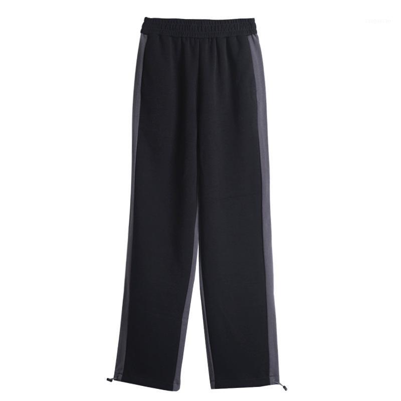 

Wide-leg pants women fall and winter high waist drape contrast color stitching casual knit suit lengthened mopping straight sports feet1, Thicken