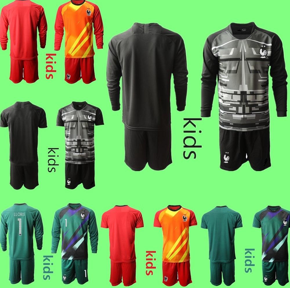 

Youth Long Sleeve France 1 Hugo Lloris Goalie Soccer Jersey Set Kids Goalkeeper GK 16 Steve Mandanda 23 AREOLA Children Football Shirt Kits, Gk kids