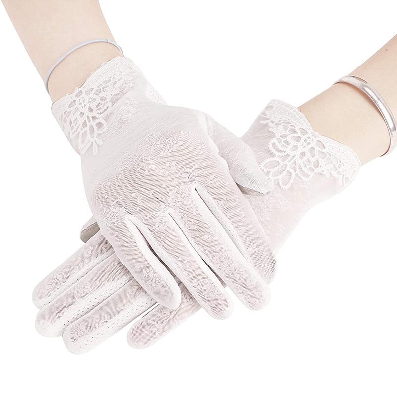 

Summer Women Long Non-Slip Bow Lace Sunscreen Driving Gloves Sexy Silk Thin Anti-UV Touch Screen Full Finger Gloves