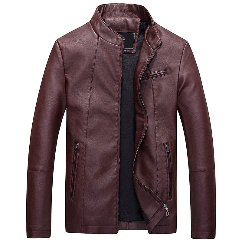 

2021 New Spring Fall Marks Men with Short Biker Thin Coat Fitting Bomber Collar Leather of the Suede Jacket I6VV, Red.
