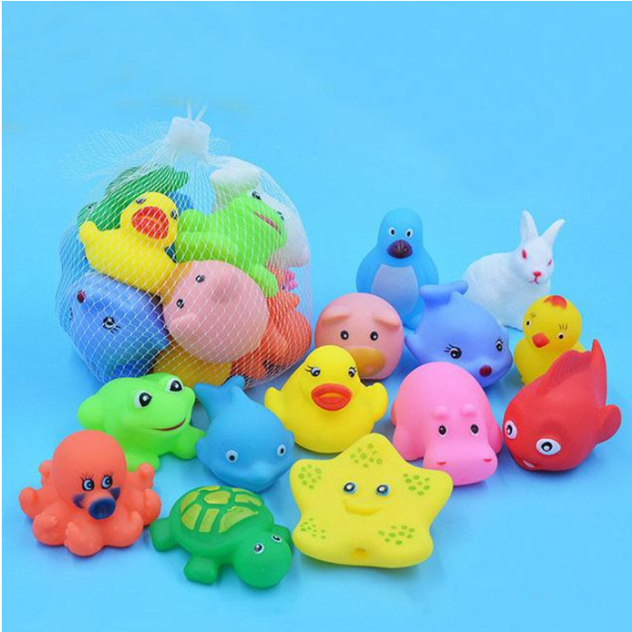 

Animals Swimming Water Toys Colorful Soft Floating Rubber Duck Squeeze Sound Squeaky Bathing Toy For Baby Bath Toys YHM621