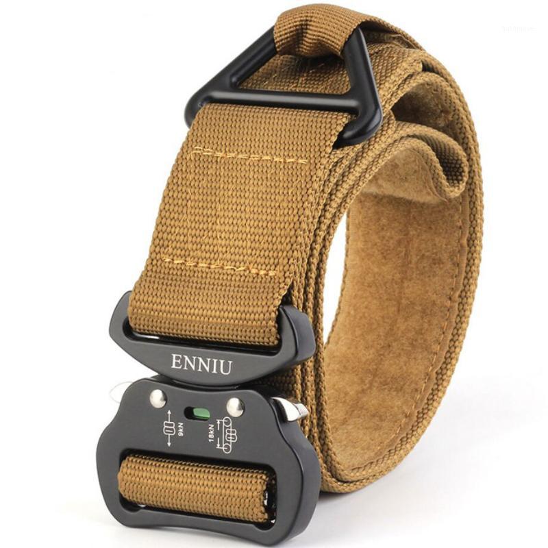 

4.5cm Tactical Belts Aviation Aluminum Button Magic Patch Rescue Drop Safety Nylon Belt Men Outdoor Tactics Trainin1, White