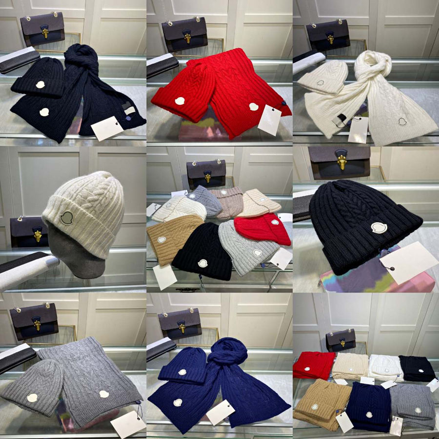 

Designer Scarves Sets Beanie Knit Hats Fashion Warm Cap Hat Scarf for Man Women Cpas Winter Shawl Multiple Colors Top Quality