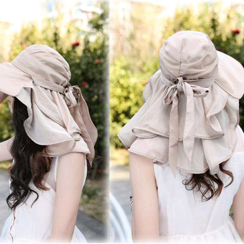 

Women Fishing Beach Neck Protection Foldable Casual Outdoor Dome Sun Hat Floppy Wide Brim Summer Visor Anti UV Adjustable1, Khaki