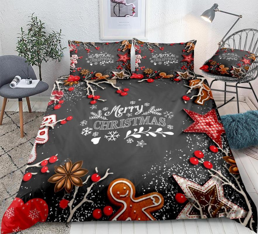 

3 Pieces Christmas Duvet Cover Set Snowflakes Stars Bedding Kids Boys Girls Microfiber Quilt Cover Red Home Textiles Dropship1, 01