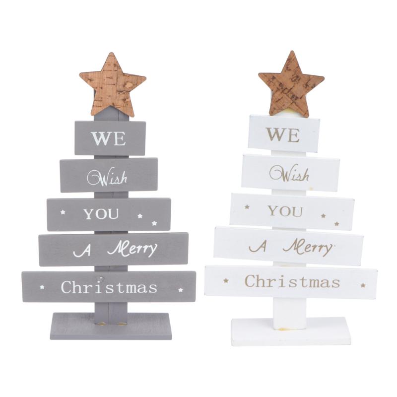 

2Pcs Christmas Tree Party Gift Desktop Adornment Wooden Xmas Tree for Mall Party Hotel Home