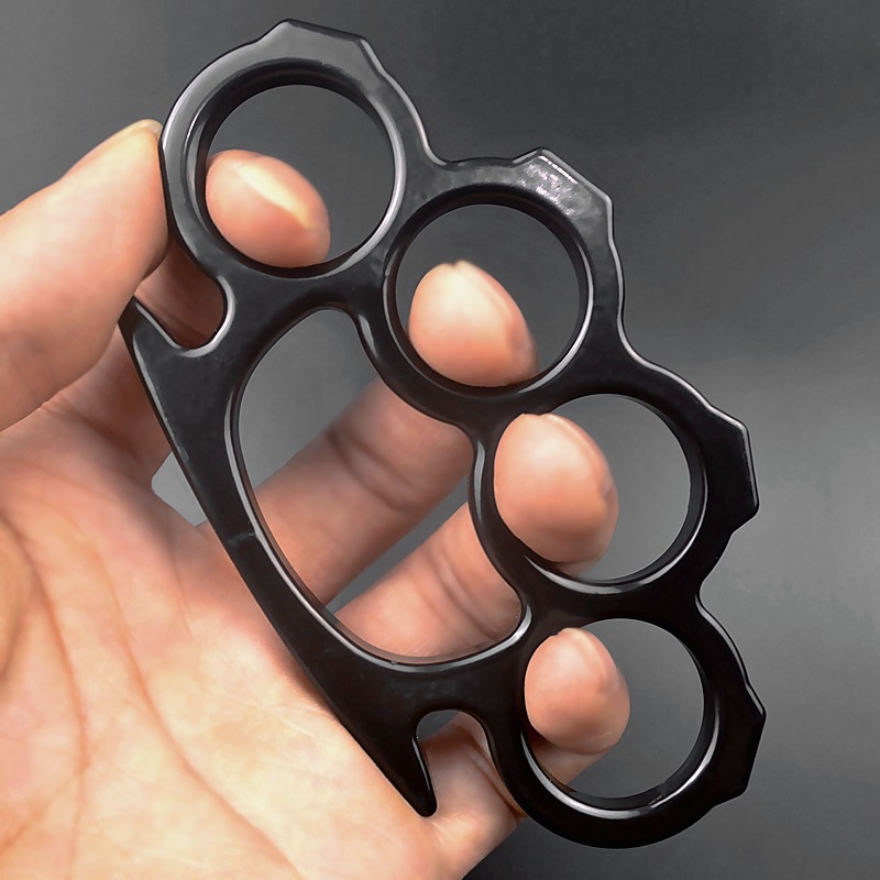 

2PCS Silver and Black Thin Steel Brass knuckle dusters,Self Defense Personal Security Women's and Men's self-defense Pendant FY4754516