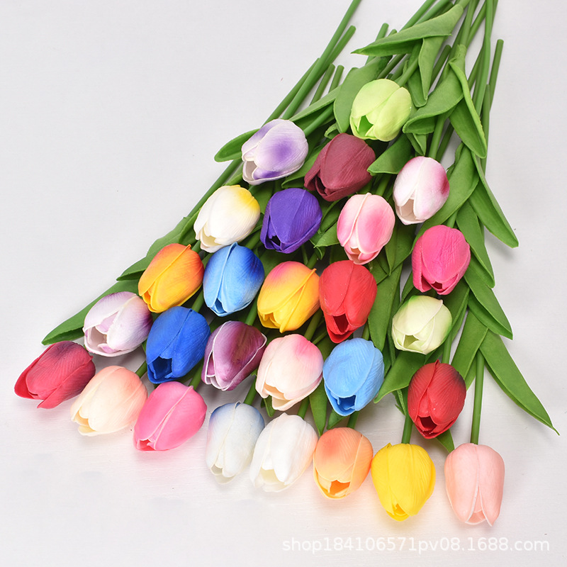 

50PCS Hot Latex Tulips Artificial PU Flower bouquet Real touch flowers For Home decoration Wedding Decorative Flowers Multi Colors FY2425, Extra shipping fees not product