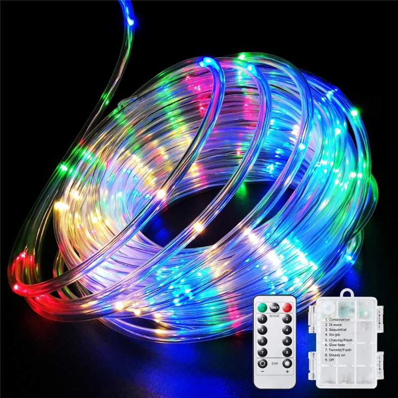 

Strings Street Garland Led Tube Rope Light Battery-Operated 20M Remote Waterproof IP67 Fairy Christmas Decoration For Home