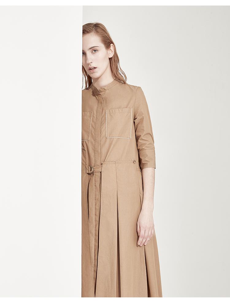 

2020 new slim irregular shirt skirt women' long half sleeve retro dress, As pic