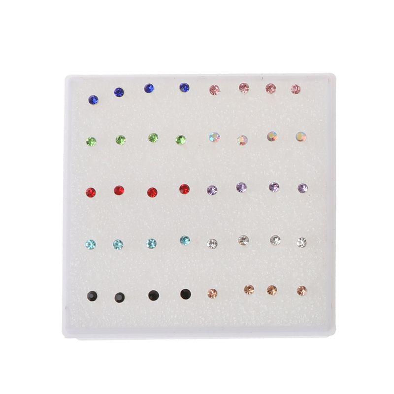 

Stud 20 Pairs Colorful Faux Rhinestone Plastic Ear Studs Hypoallergenic Earrings K43F