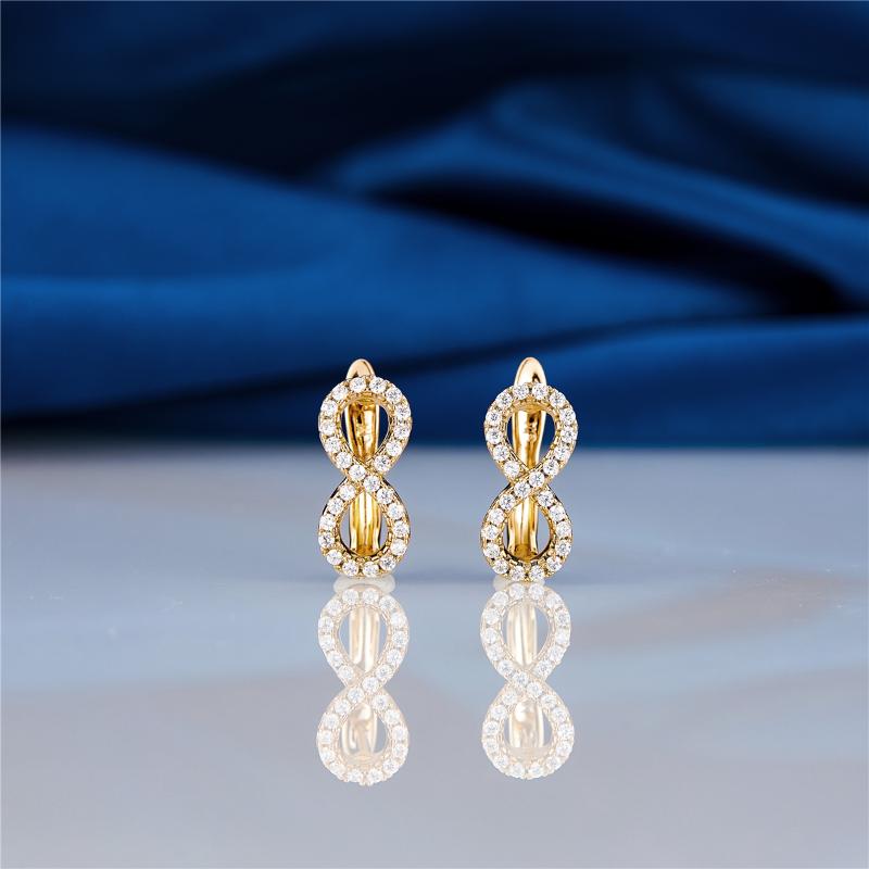 

Hoop & Huggie Jennifer Figure 8 Hollow Dangle Earrings 585 Rose Gold Women Romantic Fashion Jewelry White Round Natural Copper Ear