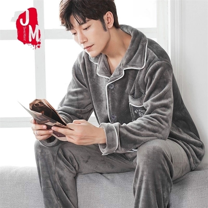 

Men Pajamas Winter Flannel Pajama Set Plus Size 3XL Coral Fleece Casual Thick Homewear Warm Sleepwear Boys Pijama Mujer 201111, Beige