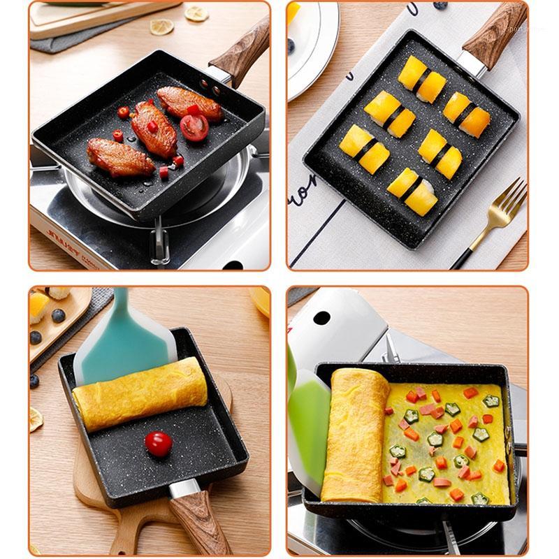 

15*18 Frying Non Stick Pan Tamagoyaki Japanese Stone Aluminum Alloy Pan Maker Fry Egg Pancake Pot Pink Cookware1