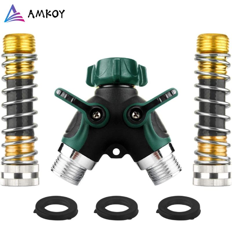 

US/EU 2 Way Hose Splitter Garden Y Hose Connector Metal Body Regulable Practical Faucet Water Splitter Adapter Car Washing Tool, Us(for usa-canada)
