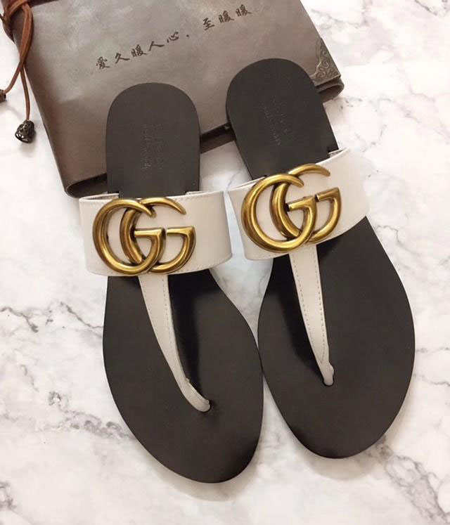 

Luxury flip flops slides Women flip flops Leather Women sandal with Double Metal Black White Brown slippers Summer Beach Sandals