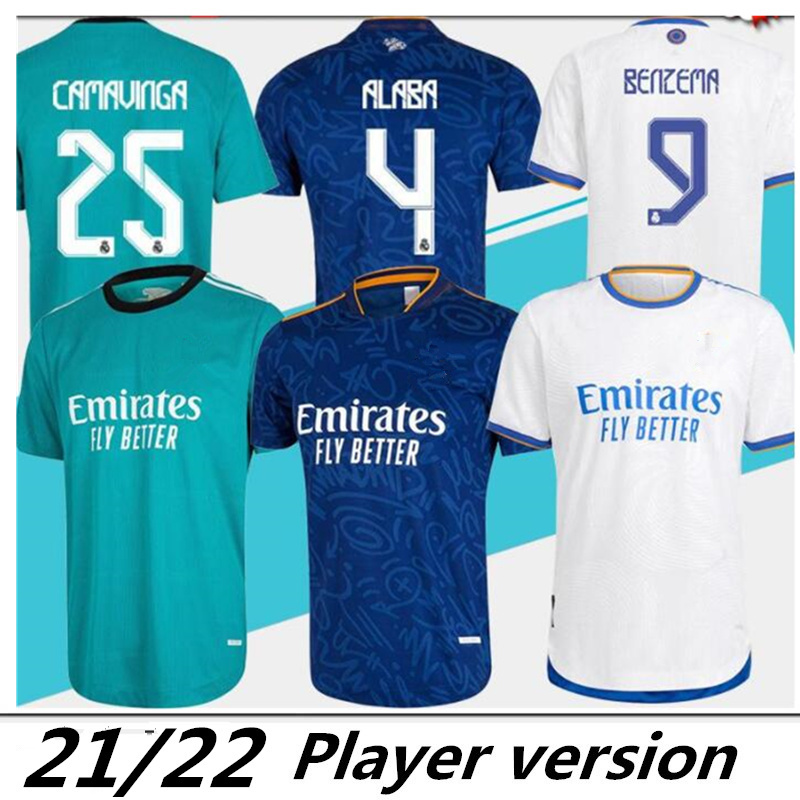 

Player Version Camiseta 3rd Green #20 VINI JR. #25 CAMAVINGA Soccer Jerseys 21/22 #9 BENZEMA #10 MODRIC Home Soccer Shirt Men #15 VALVERDE Away Football Uniform