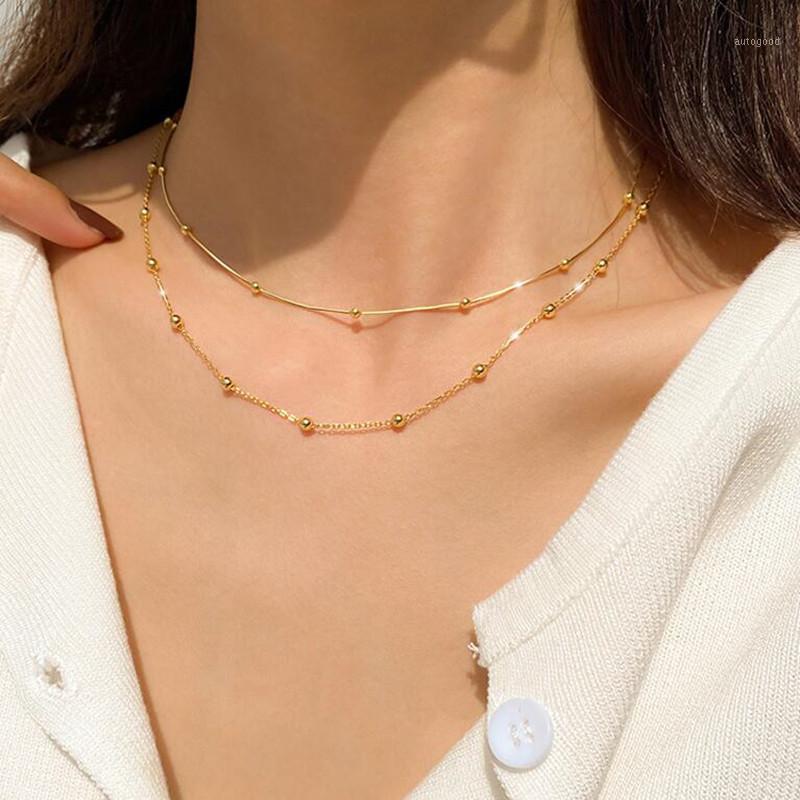 

Chokers Minimalism 925 Sterling Silver Round Pendants Bead Chain Necklace Snake Choker Necklaces Cute Girl Gift Fine Jewelry1