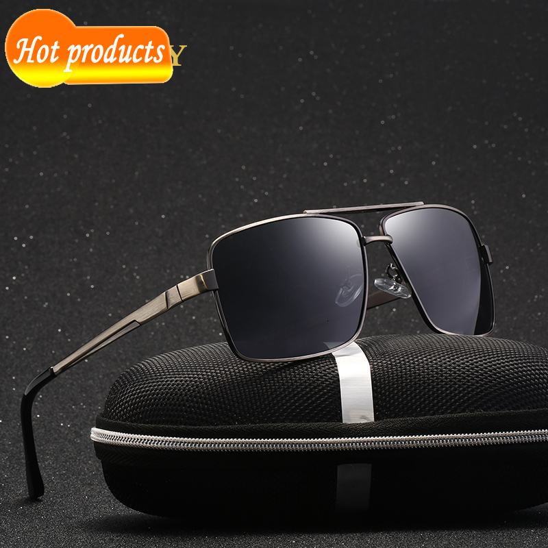 

2021 New Metal Frame Uv400 Driving Glasses for Men Polarized Sunglasses Black/tea Color with Box Hivk