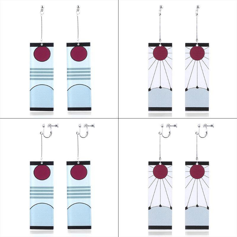 

1 Pair Kimetsu No Yaiba Tanjirou Kamado Earrings Demon Slayer Cosplay Prop Acrylic Ear Stud Eardrops Decoration Gifts dropship
