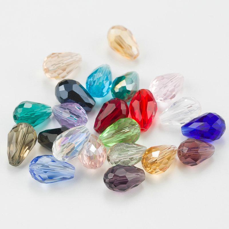 

Top Quality 10x15MM Crystal Tear Drop Shape Jewelry Beads Glass Beads Loose Spacer Round For Jewelry Making DIY 15 colors1