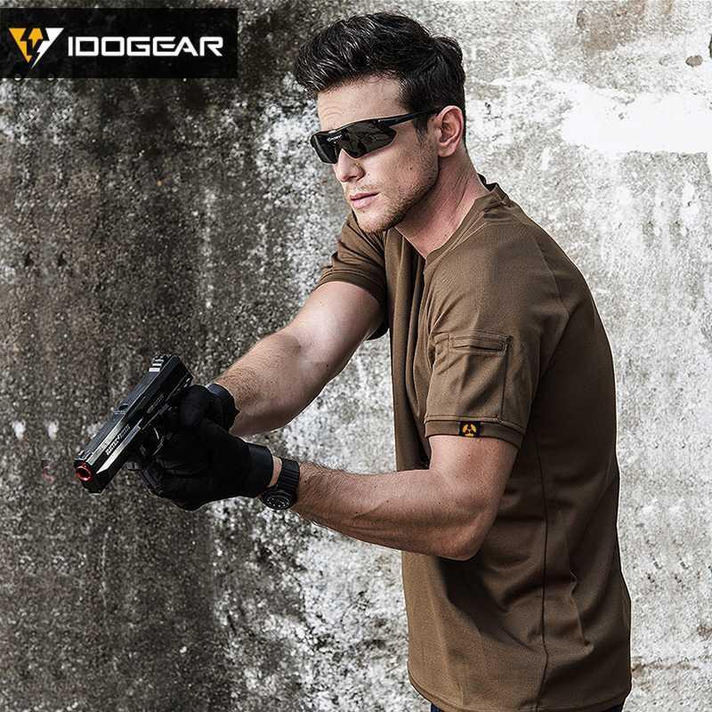 

IDOGEAR Tactical Shirt Short Sleeve Top Round Neck T-Shirt Fast Dry Summer Outdoor Sports 31061, Black