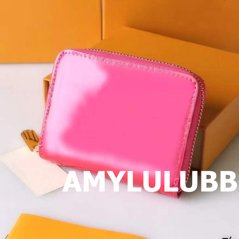 

Wallets Card Holder mini coin Purse shinny Patent leather women zipper short wallet Designer Bags mens Purses Embossing pattern Fashion bags Wholesaler amylulubb, Ribbon(not for sale separately)