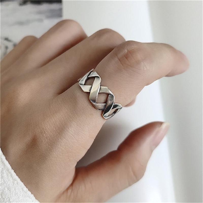 

Bohemian Ethnic Silver Color Big Cross Chain Rings For Women Bridal Wedding Vintage Open Finger Rings Christmas Gifts