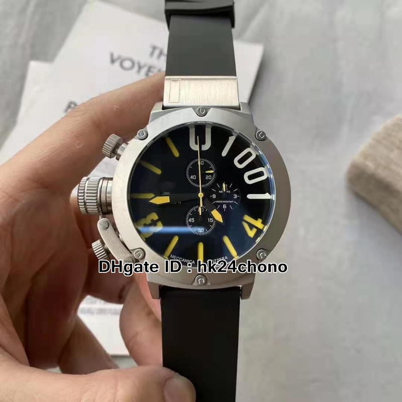

New Date Left Handed 50mm U1001 Quartz Chronograph Mens Watch Chimera 7474 Steel Case Rubber Strap Gents Sport Watches