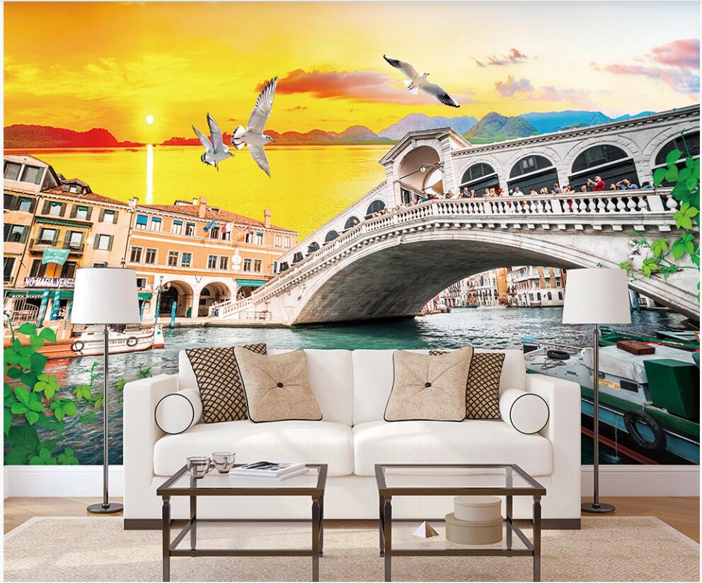 

3d wallpaper custom photo mural Ancient European city Venice Watertown Bridge building decor 3d wall murals wallpaper in the living room, Non-woven wallpaper