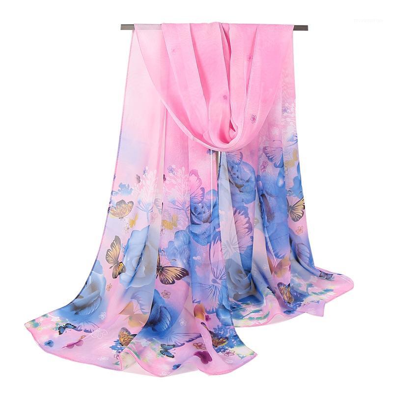 

Scarf for Women 2020 High Quality New Style Butterfly Voile Soft Long Silk Scarf Printed Wrap Shawl Stole Scarves Chiffon Shawl1