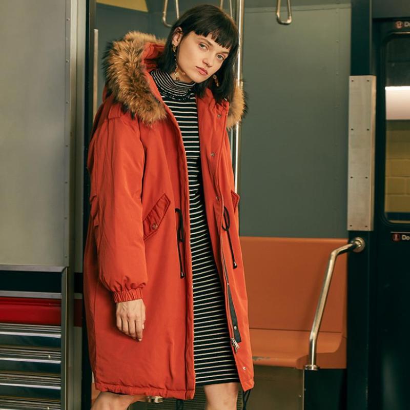 

Winter over the knee long big natural fur hooded duck down parkas female oversized thick warm fluffy duck down coat for -20 F249, Gray