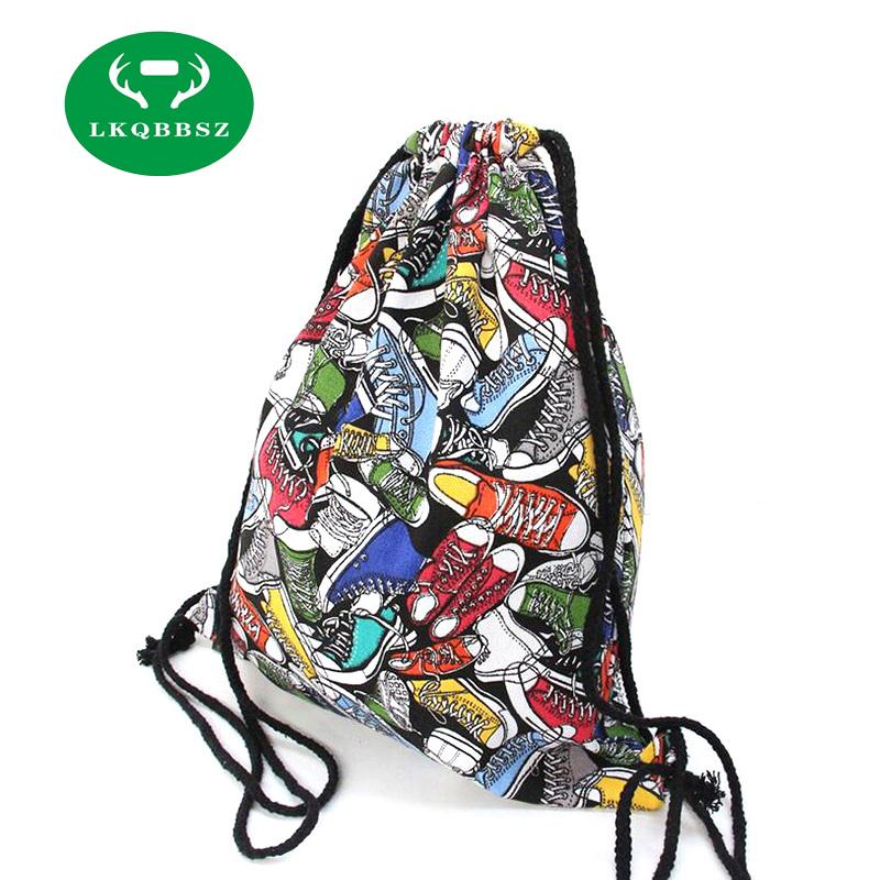 

Travel Shoulder Bags Women Canvas Handbag Baclpacks Drawstring Shoes Storage Bags Schoolbags