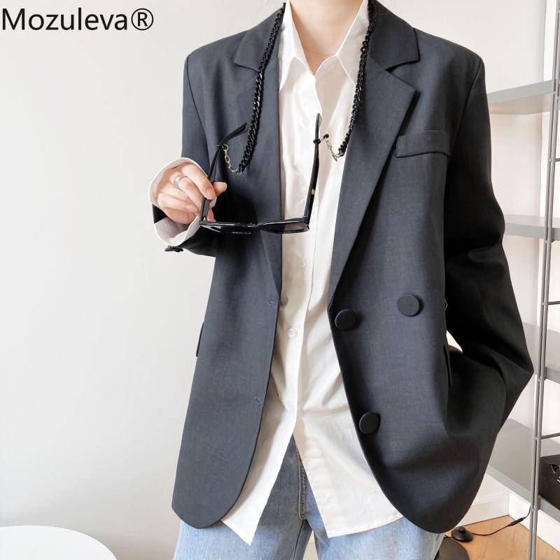 

Mozuleva Loose Casual Woman 2021 Spring New Fashionable Silhou-shaped Outer Jacket Single Breasted Women Blazers #2091, Gray