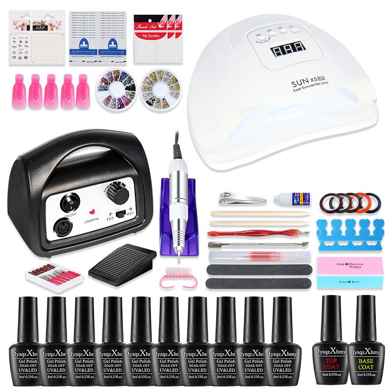 

Nails Art Decorations Nail set and for Nail Dryer10/12/18 Colors Gel Polish Kit Electric Drill Machine Manicure Set