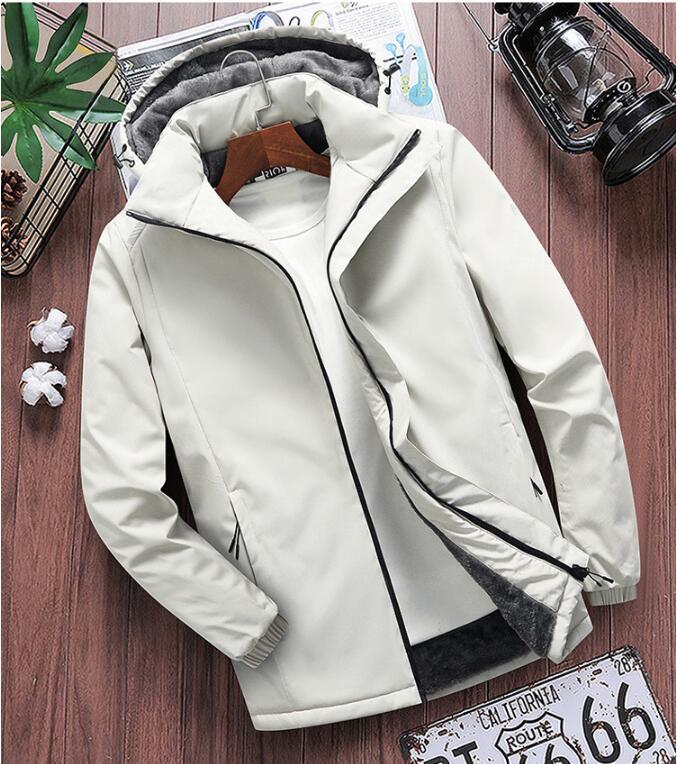 

2021 New Winter Fleece Parka Men Warm Cotton Slim Mens Coats Windbreaker Jackets Z9TD, Beige