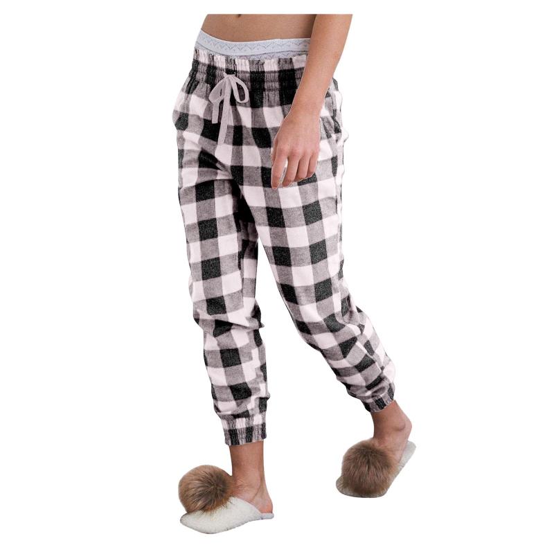 

2021 Spring Autumn Ladies Plaid Pajama Pants Women Sleep Bottoms Female Loose Plus Size Nighty Trousers Sleepwear Pyjama, Gn