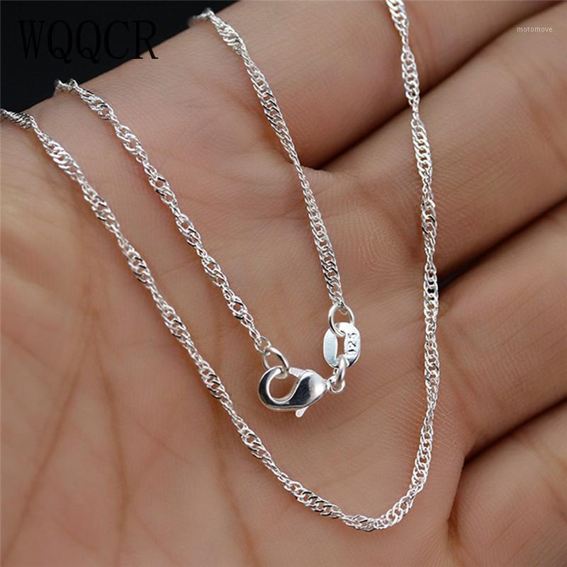 

WQQCR 1PC Free Shipping Top Quality Genuine 925 Sterling Silver Water Wave Singapore Necklace Chains With Lobster Clasps 16"-30"1