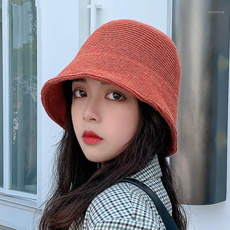 

Woman Autumn Winter Woolen Fisherman Hat Female Wild Basin Hat Retro Knitted Outdoor Bucket1, Khaki